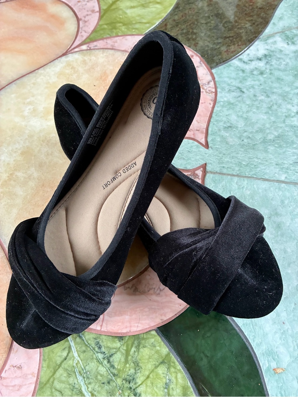 Black Velvet Knot Ballet Flats - Comfort Insole